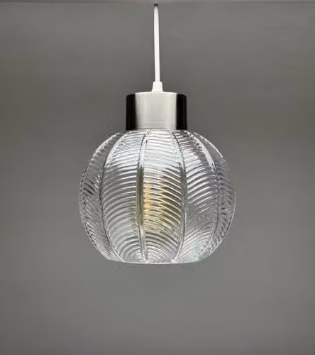 K LIVING Leaf Design Glass Ceiling Pendant Light in Transparent