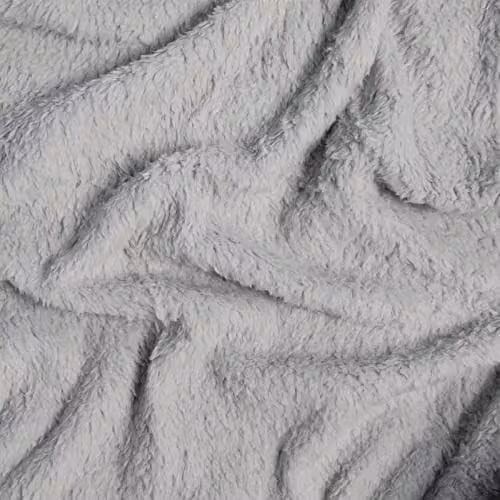 Brentfords Silver Grey Teddy Fleece Throw, W: 200 cm, D: 240 cm – 2