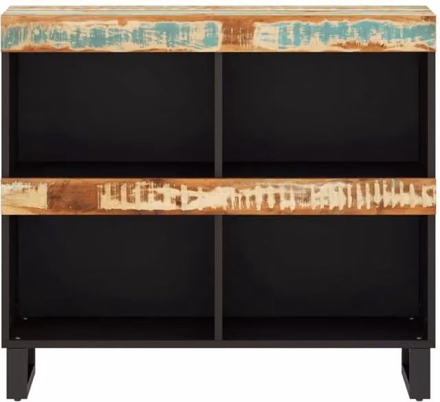 Berkfield Home Industrial Side Cabinet in Multicolour Solid Reclaimed Wood and Metal, W/D/H: 85 x 33 x 75 cm – 1