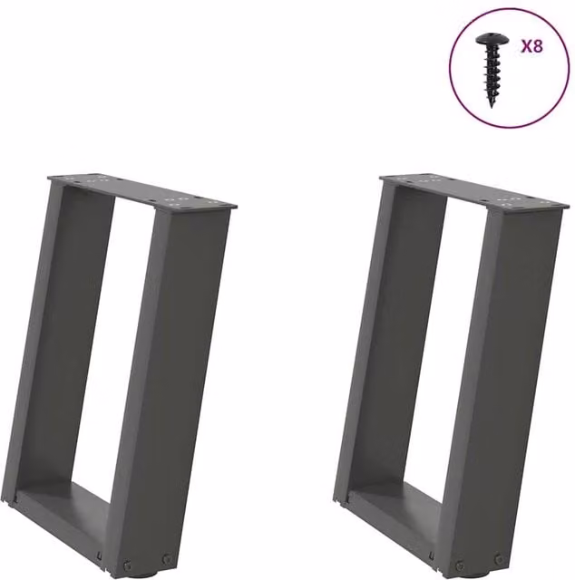 Berkfield Home U-Shaped Coffee Table Legs, 2 Pieces, Anthracite Steel, W/D/H: 28 x 42.5 x 42.5 cm – 1