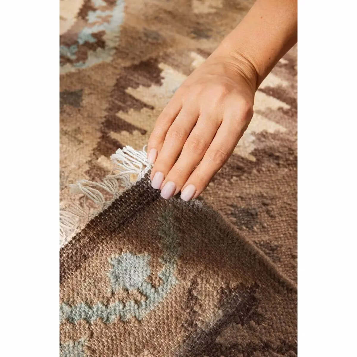 THE RUGS Kamal Afghan Kelim Rug, Handwoven Wool and Cotton Reversible Flat Weave in Beige and Multicolour, W: 120 cm, L: 170 cm – 2