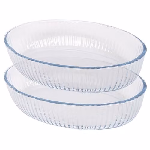 Argon Tableware Optical Oval Glass Roasting Dish, Transparent, W: 35 cm, D: 24 cm, H: 6 cm – 1