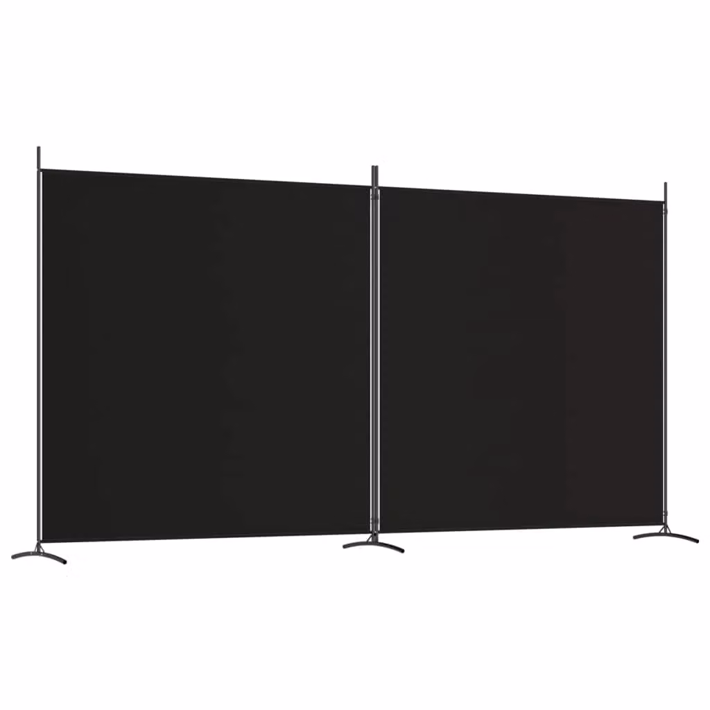 Berkfield Home 2-Panel Fabric Room Divider in Black, H 180 cm x W 348 cm – 2