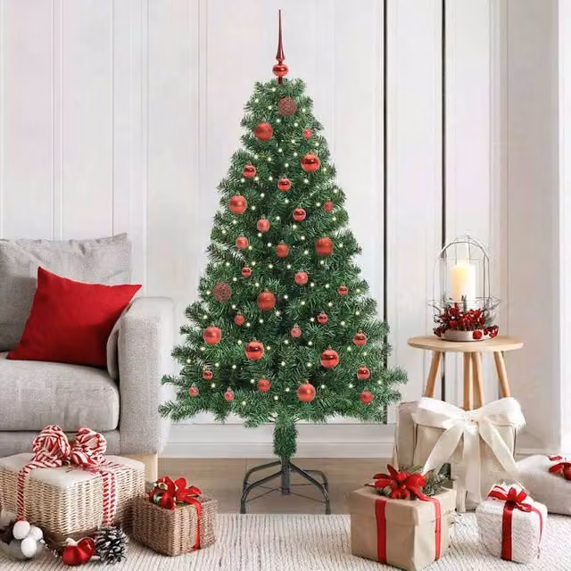 Berkfield Home Artificial Christmas Tree with 150 LEDs and Stand, Green, Height: 150 cm