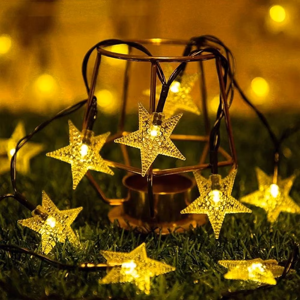 SPETLEK Solar Powered Star LED String Lights, Warm White, 10m, Black – 3