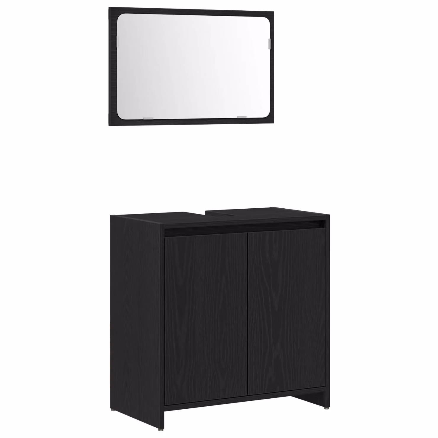 Berkfield Home Black Oak Bathroom Cabinet with Mirror, W/D/H: 60 x 33 x 61 cm – 2
