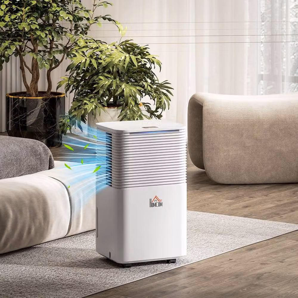 Rolipo 10L/Day Dehumidifier in White with 2L Tank, Humidity Sensor and 24H Timer – 10