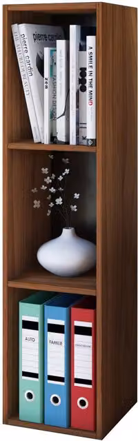 VCM Mendas 3-Tier Wood Stand Shelf in Walnut Brown, W/D/H: 107 x 34 x 30 cm