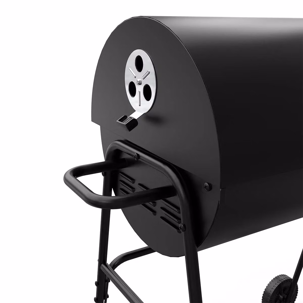 House of Home Black Enamelled Steel Barrel Charcoal BBQ Grill with Offset Smoker, Thermometer and Wheels, W/D/H: 102.5 x 70.5 x 65 cm – 10