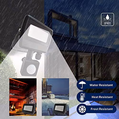 MiniSun 30W LED Slimline IP65 Black Outdoor Wall Flood Light with Cool White Bulb – 4
