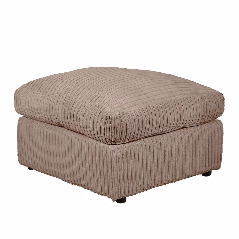 LUXURY LIFE Amalfi Jumbo Cord Fabric Footstool in Brown, W/D/H: 60 x 60 x 65 cm – 2