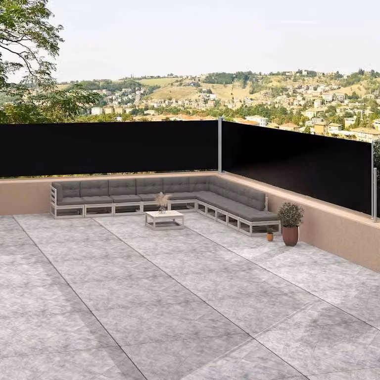 Berkfield Home Retractable Side Awning in Black, W/D/H: 1200 x 117 x 117 cm