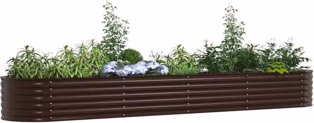 Berkfield Home Garden Raised Bed in Brown, Made of Galvanised Steel, W/D/H: 400 x 80 x 44 cm – 1