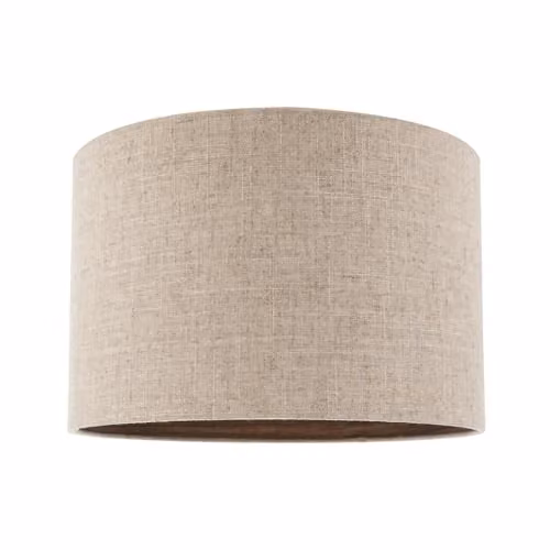Happy Homewares Vintage Cylinder Linen Fabric Lamp Shade in Beige with Wood Effect Inner, W: 30 cm, H: 20 cm