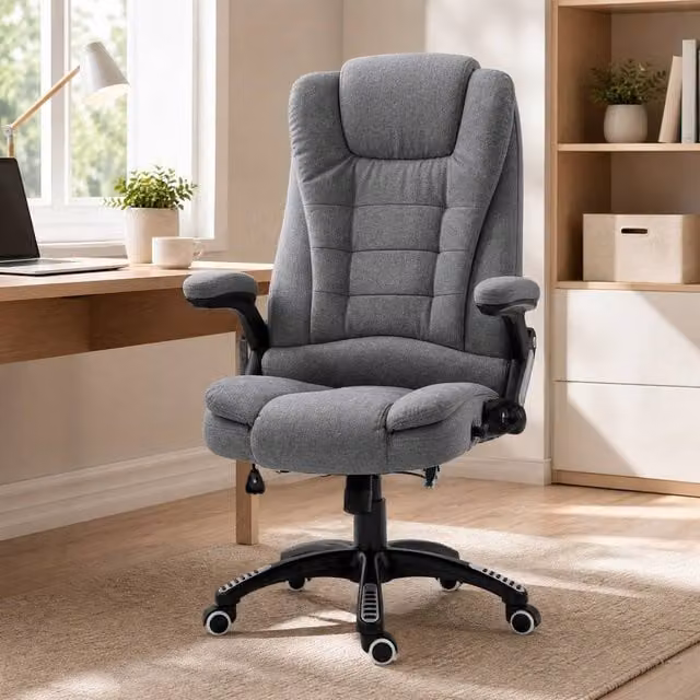 STILVORA Grey Fabric Massage Recliner Chair with Heating and 360 Degree Swivel, W/D/H: 74 x 74 x 116 cm – 1
