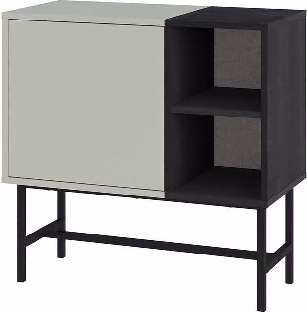 Decortie Modern Sideboard Cabinet in Grey and Black with Push-Open Doors and Shelves