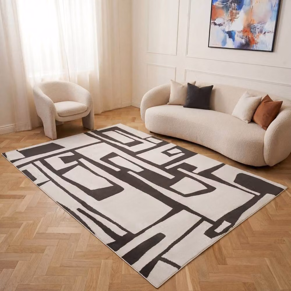THE RUGS Loft Abstract Modern Soft Pile Area Rug, Dark Grey, W: 80 cm, L: 150 cm – 3