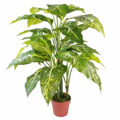 Leaf Design UK Spotted Evergreen Potted Artificial Tabletop Plant, Green – 1