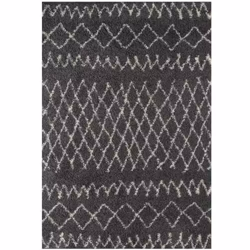 THE RUGS Modern Moroccan Design Living Room and Bedroom Rug, Tangier Dark Grey/Ivory, W: 240 cm, D: 340 cm – 4