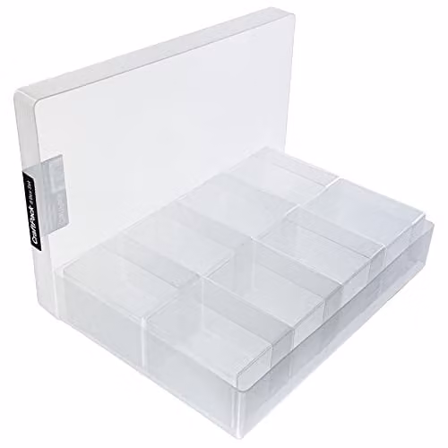 WestonBoxes CraftPack Small Plastic Storage Box Multi-Pack with Lids, Transparent, 8 Pack