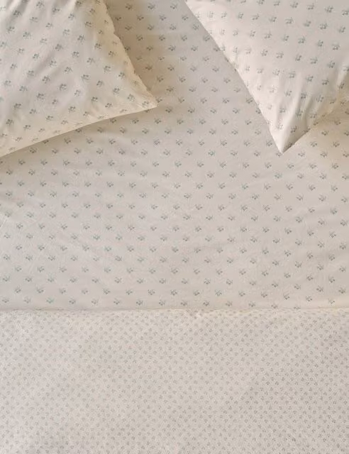 Piglet In Bed Martha Floral Washed Cotton Fitted Sheet, Green Mix, 180 x 200 cm