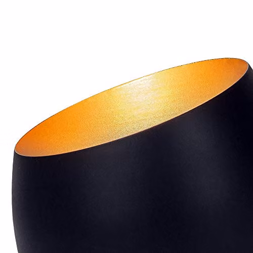 Happy Homewares Modern Matt Black Metal LED Table or Floor Lamp Uplighter with Gold Effect Inner Finish, Height: 16 cm – 2