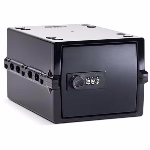 Lockabox Mini Small Lockable Storage Box with Combination Lock, Black, W/D/H: 22.3 x 15.4 x 12 cm