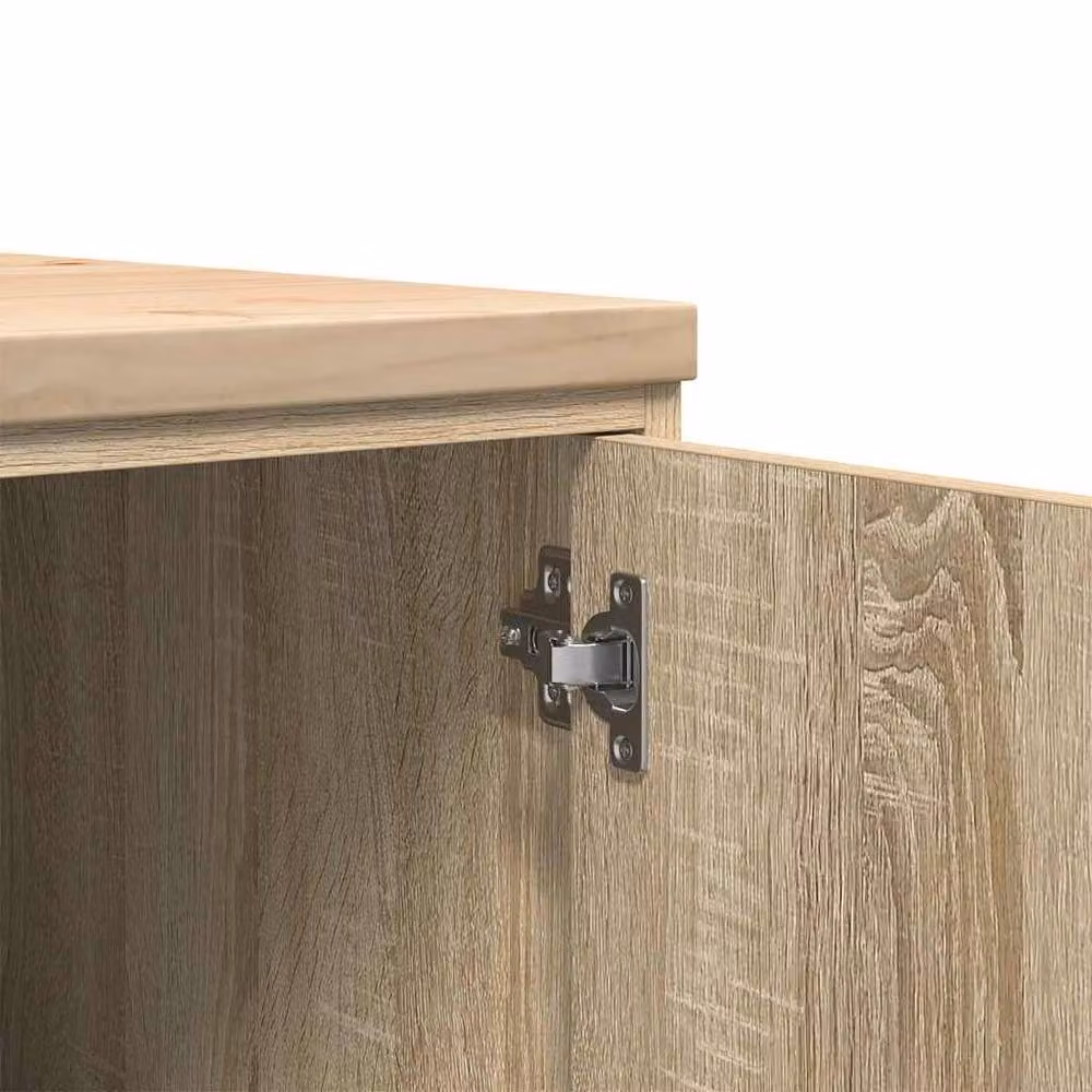 Berkfield Home Sonoma Oak Garage Storage Cabinet in Brown, Solid Wood Pine, W/D/H: 30 x 51 x 85 cm – 2