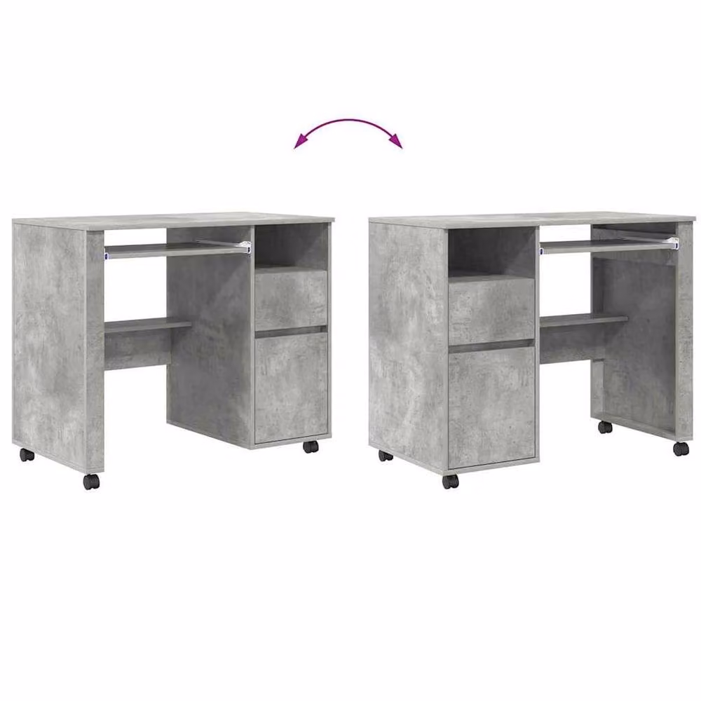 Berkfield Home Traditional Industrial Computer Desk in Concrete Grey – 6