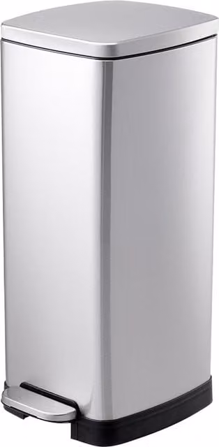 Livingandhome Stainless Steel Pedal Bin with Soft Close Lid, Silver, 30 l