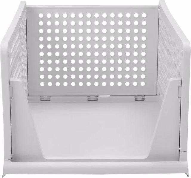 Garden Sanctuary Stackable Slatted Plastic Clothes Storage Basket Organiser in White