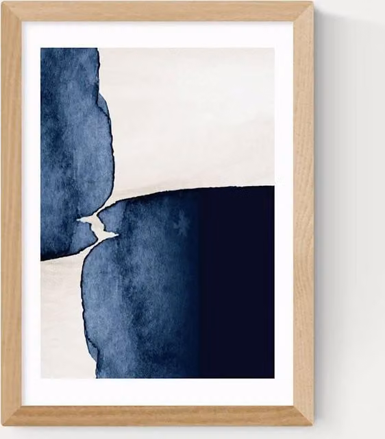 East End Prints Abstract Watercolour Framed Art Print in Beige and Blue