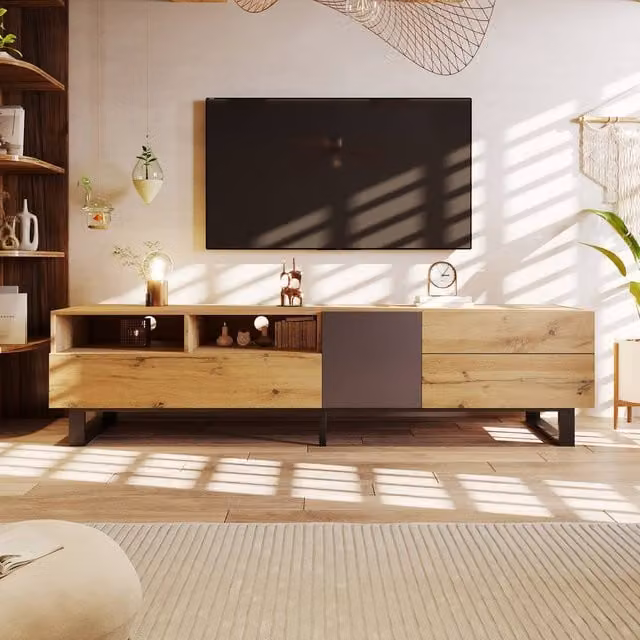 Matteo Modern TV Cabinet in Brown and Black Finish, Width: 180 cm – 1
