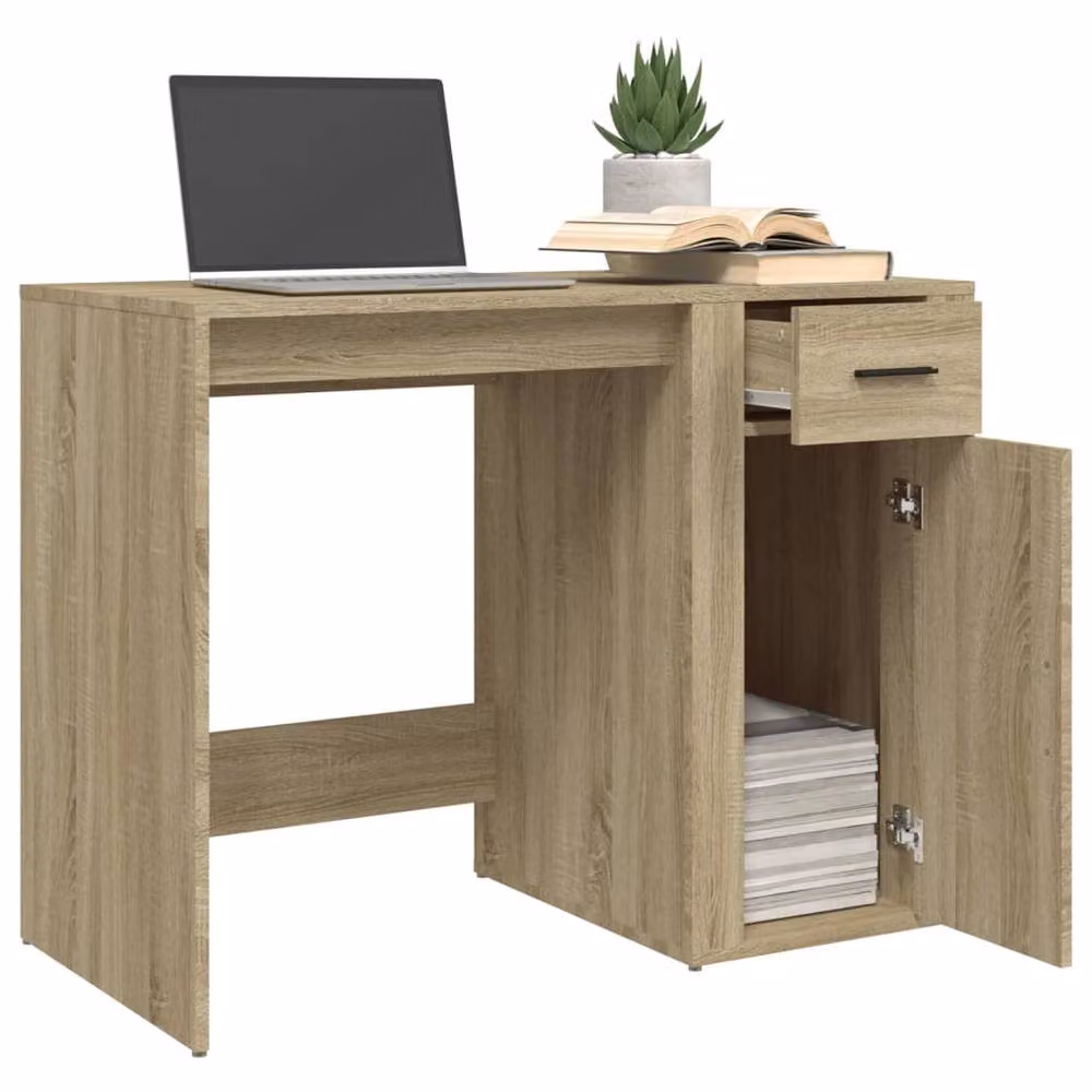 Berkfield Home Computer Desk in Sonoma Oak Brown, W/D/H: 100 x 49 x 75 cm – 3