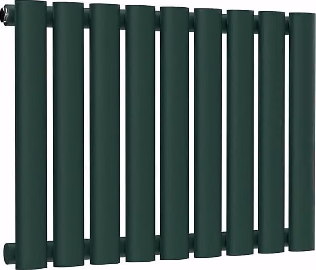 Lux Heat Oval Horizontal Wall Mounted Steel Radiator in Green, W: 54.0 cm, H: 40.0 cm