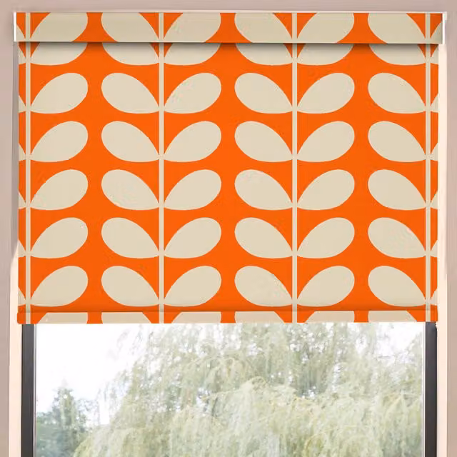 Orla Kiely Jumbo Solid Stem Made to Measure Blackout Roller Blind in Tomato Red and Orange Floral Pattern