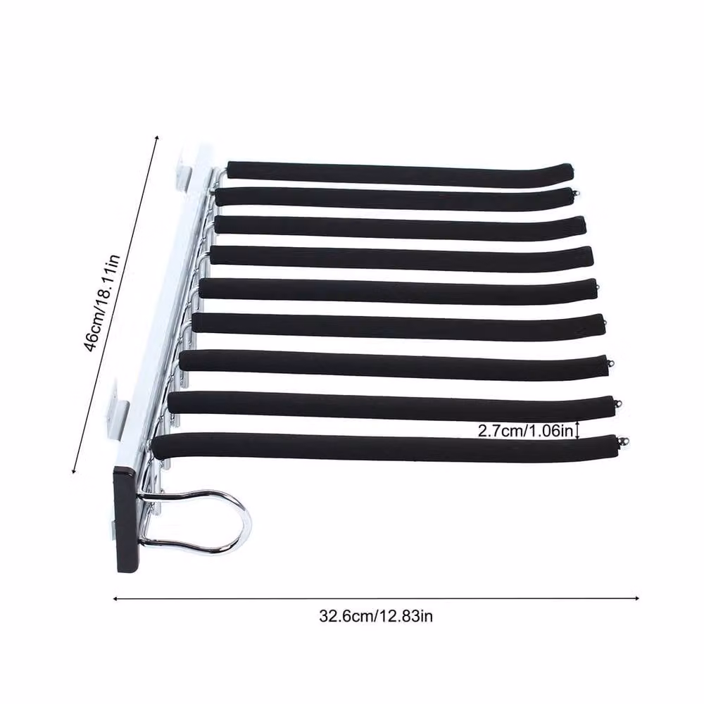 Kelvenix Heavy Duty Wardrobe Pull-out Trouser Rack in Black and Stainless Steel – 2