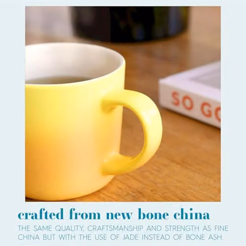 Argon Tableware Yellow Ombre Coffee Mugs, Set of 2, 330ml New Bone China Ceramic Mugs – 2
