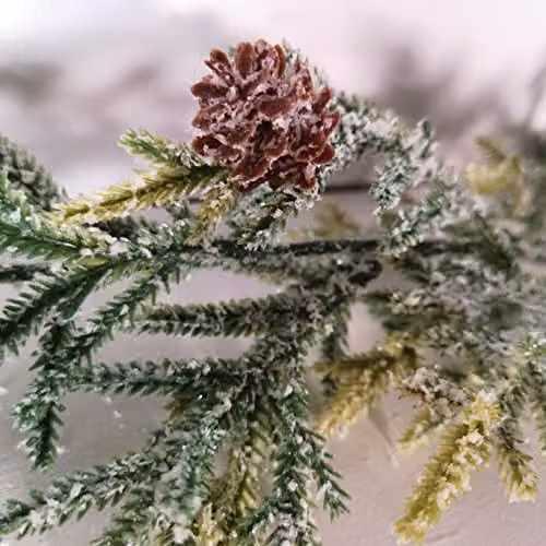 Samuel Alexander 160cm Green Frosted Spruce Christmas Garland with Pinecones – 5