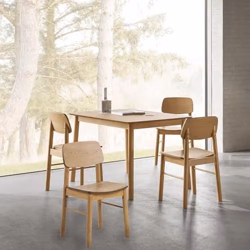 Furniture To Go Barlow Rectangular Dining Table and 4 Dining Chairs in Matt Oak, Brown