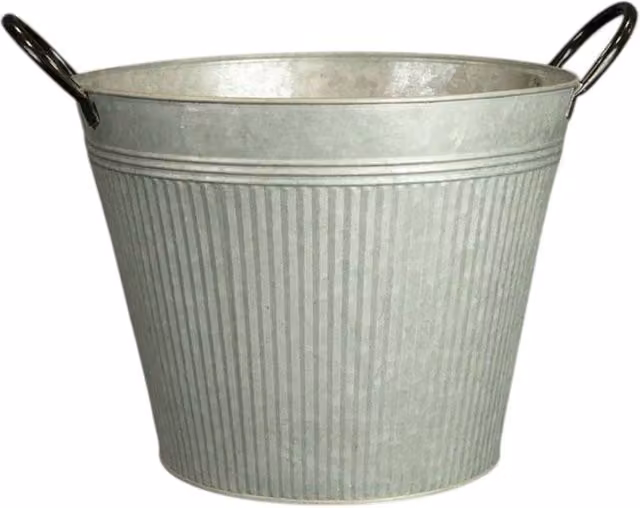 Four Candle Round Ribbed Aged Zinc Planter in Grey, Diameter: 28 cm – 1