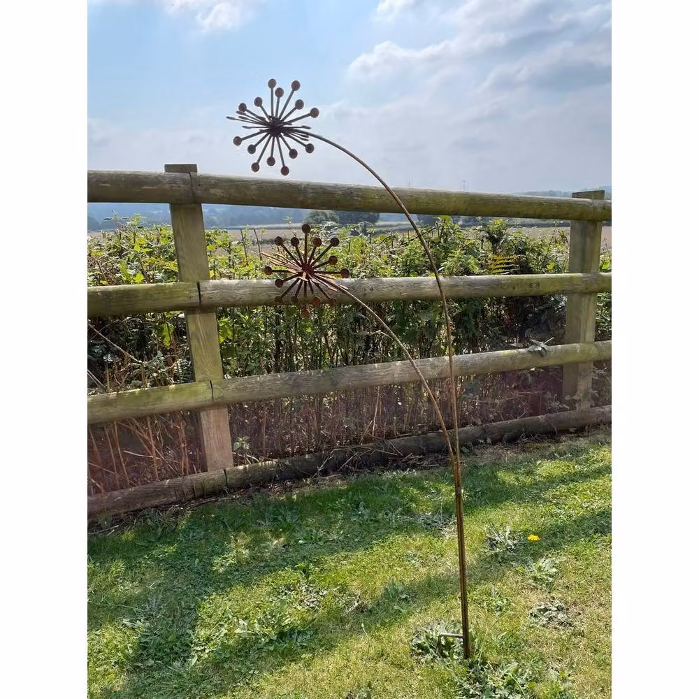 Poppyforge 3D Allium Garden Art, Brown Metal Floral Sculpture, W: 37 cm, H: 133 cm – 2