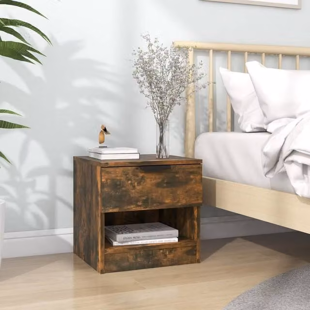 Berkfield Home Smoked Oak Bedside Cabinet in Brown