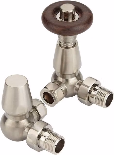 Lux Heat Traditional Thermostatic Valve Set in Brushed Nickel Brass