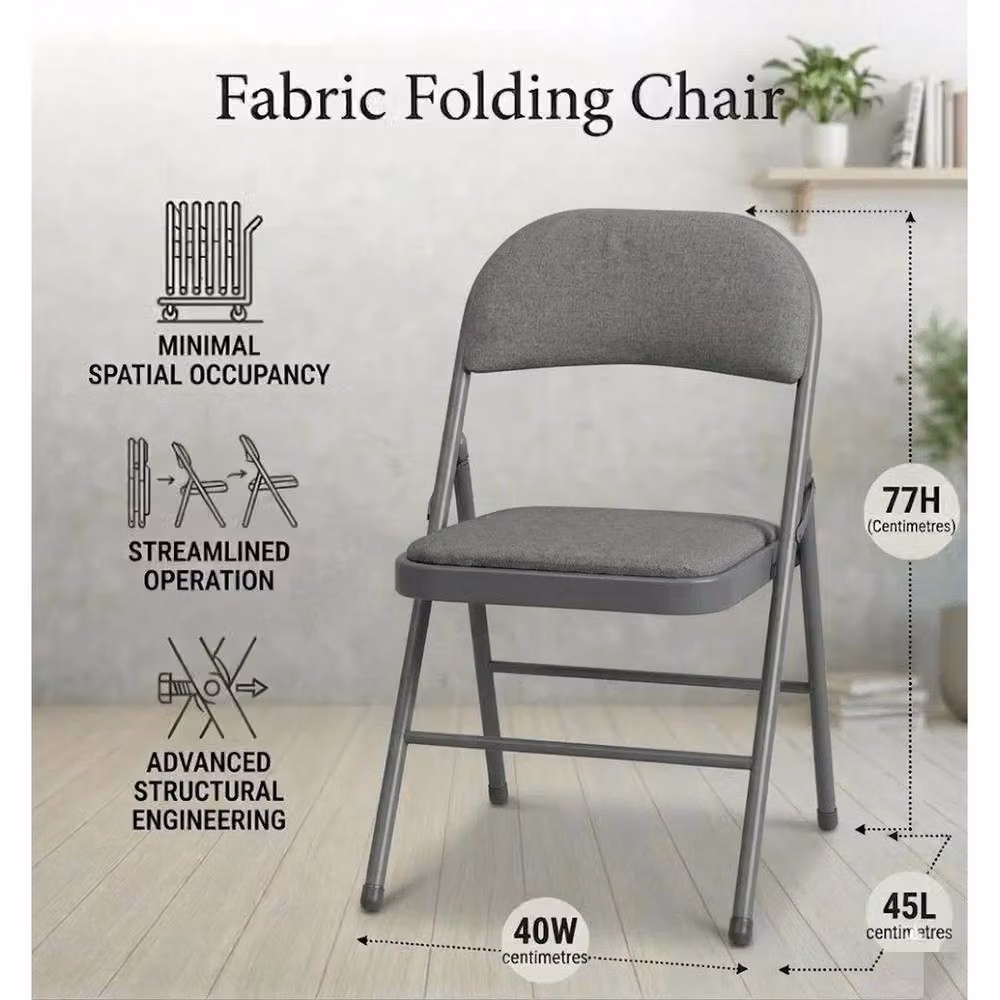 SPETLEK Metal Folding Chair in Grey Fabric – 2