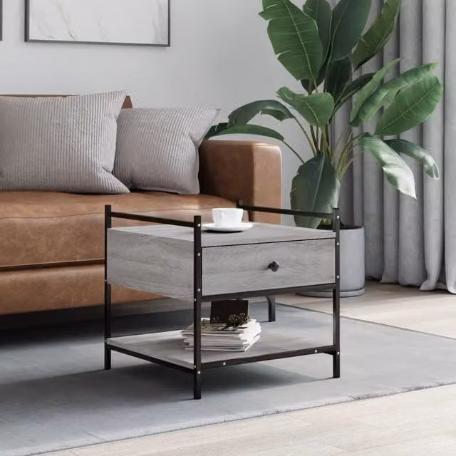 Berkfield Home Grey Sonoma Square Coffee Table, W/D/H: 50 x 50 x 50 cm