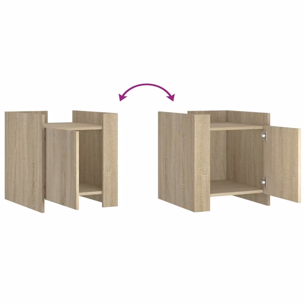 Berkfield Home Decorative Bedside Cabinet in Sonoma Oak, W/D/H: 45 x 50 x 50 cm – 3