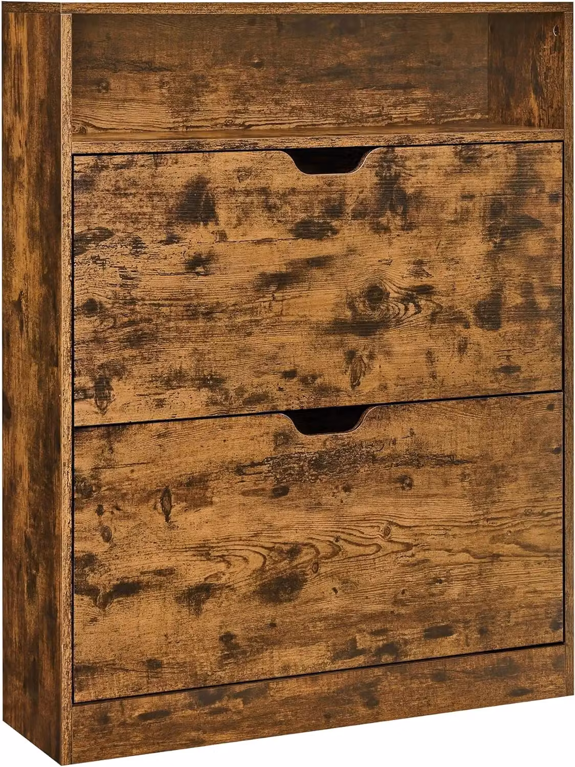 VASAGLE Modern Wide Shoe Cabinet in Bronze and Brown with 2 Tilting Compartments and Internal Shelves – 3