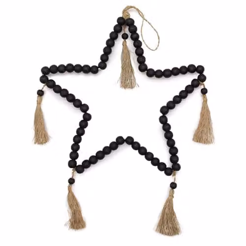 Ancient Wisdom Large Black Bead Star Hanging Mobile, W: 58 cm, H: 38 cm – 1