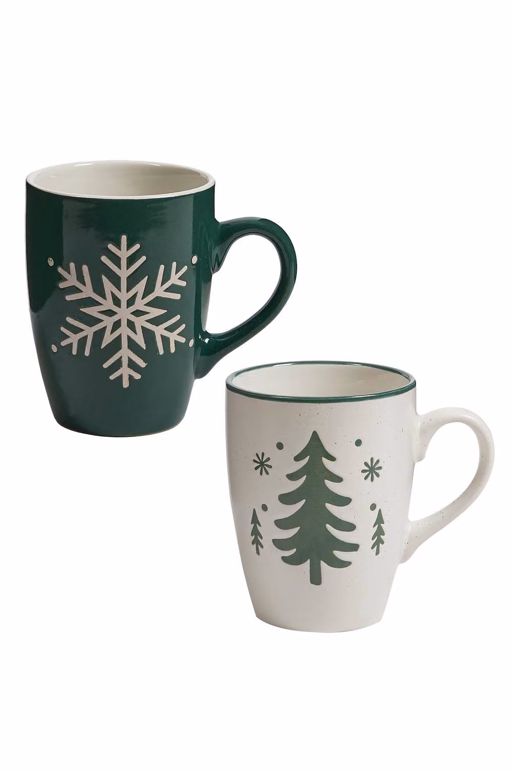 Dibor Snowy Forest Couple Stoneware Mugs in Green and White, Set of 2 – 2